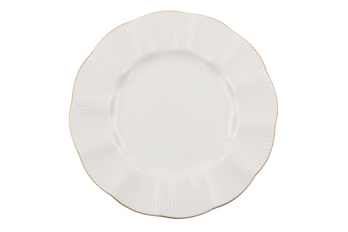 Hermia MLN24Y2694R520 Vajilla de Porcelana 24 Piezas Crema y Dorado Apta para Microondas